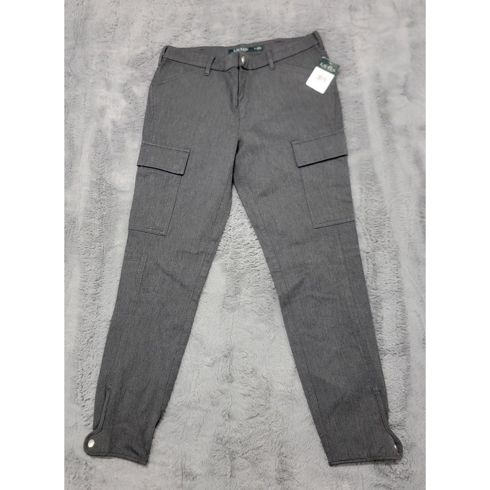 Lauren Ralph Lauren Pants Womens 6 Gray Cargo Pocket Twill Slim Ankle Stretch
